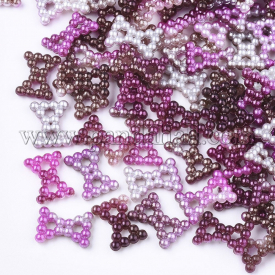 Rainbow ABS Plastic Imitation Pearl Links, Gradient Mermaid Pearl, Bowknot, Mixed Color, 12x9x2mm, Hole: 1.8mm; about 1000pcs/bag
