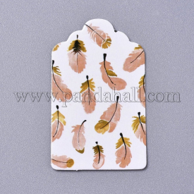 Paper Gift Tags, Hange Tags, For Arts and Crafts, For Wedding/Valentine’s Day/Thanksgiving, Feather Pattern, Colorful, 50x30x0.4mm, Hole: 5mm