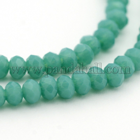 Opaque Solid Color Crystal Glass Rondelle Beads Strands, Faceted, DeepSkyBlue, 3x2mm, Hole: 1mm; about 138pcs/strand, 12.9″