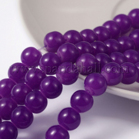Imitation Jade Glass Beads Strands, Spray Painted, Round, DarkViolet, 8mm; Hole: 1.3~1.6mm, about 100pcs/strand, 31.4″