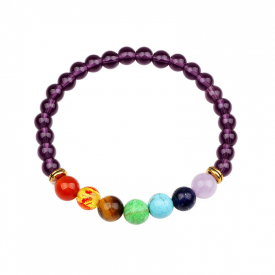 6mm Amethyst Agate Colorful Beads Elastic Bracelet for Women Christmas Gift