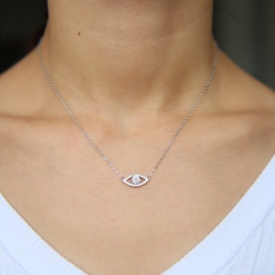 sterling silver Ladies Charm Necklaces Paved Stain Chain