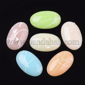 Drawbench Style Acrylic Cabochons, Oval, Mixed Color, 30x19x6.5mm