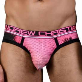 Andrew Christian California Sunset Mesh Brief – Pink M