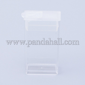 Plastic Bead Storage Containers, Rectangle, Clear, 5×2.7×1.2cm, Hole: 0.9x1cm