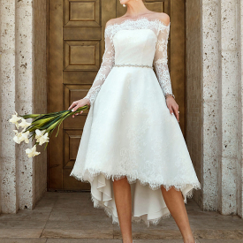 A-Line Simple Long Sleeve Wedding Dresses 2020