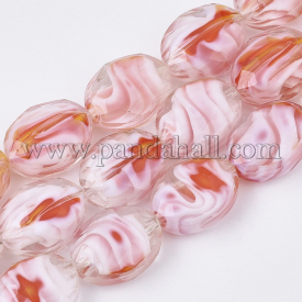 Glass Beads Strands, Faceted, Oval, MistyRose, 16x12x7.5mm, Hole: 1mm; about 50pcs/strand, 31.50”(80cm)