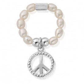 ChloBo SRP2124 Women's Pearl Stud Mini Peace Ring