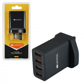 Canyon 100~240v Mains to USB Charger Adapter Unit 4 Ports High & Fast 5A Output