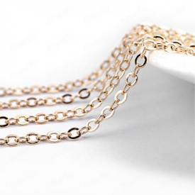 2mm 24 Karat Gold Flat Oval Chains Necklace