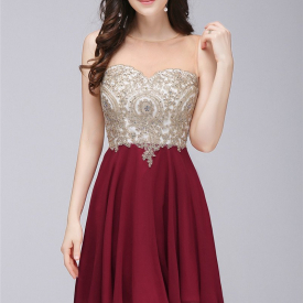 Chicloth Sheath Jewel Chiffon Short Homecoming Party Dresses With Applique-Cheap Casual Dresses