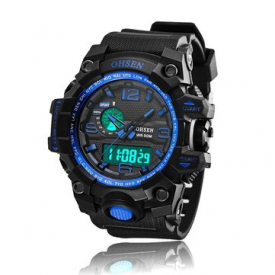 OHSEN Dual Time Mens Watches