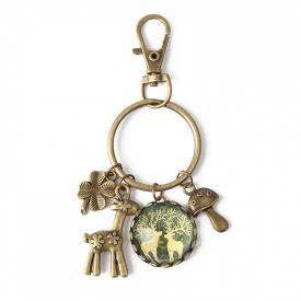 Vintage Retro Time Gem Cute Deer Rabbit Little Boy Charm Pendant Key Chain Ring