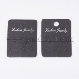 Paper Display Cards, Used For Earrings, Rectangle, Black, 4.5×3.2×0.03cm, Hole: 0.6cm