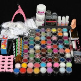 Professional Nail Art Set 78 Colors Acrylic Liquid Glitter UV Powder File Brush Tips Tools DIY