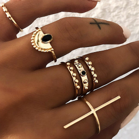 Ancient Anemone Gold Six-piece Hoop Ring Set