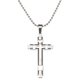 Silver Cross Pendant Stainless Steel Necklace