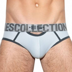 ES Collection Double Opening Mesh Brief – Silver M