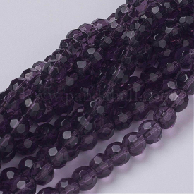 Glass Beads Strands, Faceted, Round, SlateGray, 6mm, Hole: 1mm; about 50pcs/strand, 12.6″