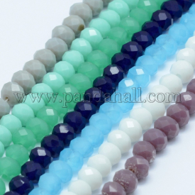 Faceted Rondelle Glass Beads Strands, Mixed Color, 4x3mm, Hole: 1mm; about 139pcs/strand, 18.5″