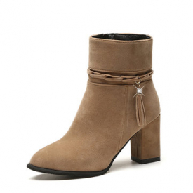 Tassels Block Heels Boots