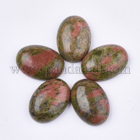 Natural Unakite Cabochons, Oval, 24~26×17~19×6~7mm