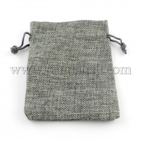 Burlap Packing Pouches Drawstring Bags, Gray, 14x10cm