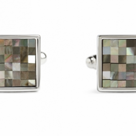 Chequer Grey Mother of Pearl Cufflinks