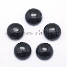Natural Black Agate Cabochons, Half Round, 12×5~6mm