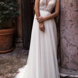 A-Line Vintage Bohemian Wedding Dress With Sleeves