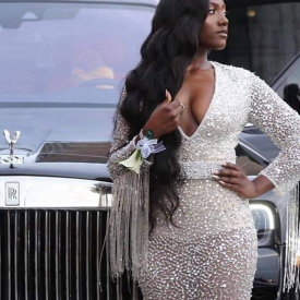 Glamous Deep V Neck Purple Long Sleeve Prom Dresses 2020