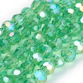 Electroplate Glass Beads Strands, AB Color Plated, Faceted Round, LightGreen, 3mm, Hole: 1mm, about 100pcs/strand, 11.5″