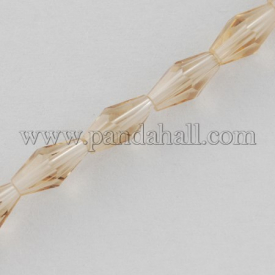 Glass Beads Strands, Faceted, Bicone, BurlyWood, 8x4x4mm, Hole: 1mm