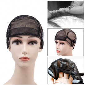 Wigs Stretch Lace Wig Caps Making Weaving Cap Adjustable Straps Black
