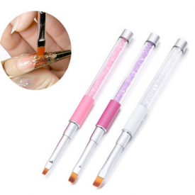 3Pcs/Kit Nail Art Flat Brush Acrylic Handle Rhinestone Diamond UV Gel Salon Manicure Tools