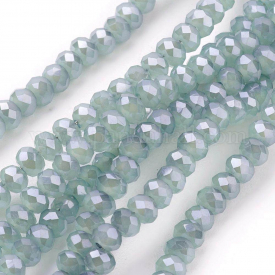 Electroplate Imitation Jade Glass Beads Strands, Full Rainbow Plated, Faceted, Rondelle, LightSteelBlue, 2.5x2mm, Hole: 1mm; about 190~195pcs/strands, 17.5″