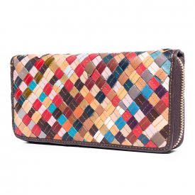 Women Colorful Weaving Stitching Phone Purse