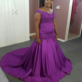 Free Shipping on Chicloth Mermaid V-neck Sleeveless With Beading Court Train Satin Plus Size Dresses