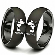 2pc matching set his and hers couple titanium steel rings kiss forever together promise wedding band black women size 5 miniinthebox