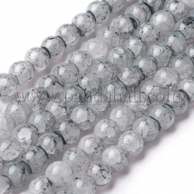 Spray Painted Glass Beads Strands, Dyed, Round, LightGrey, 8~8.5mm, Hole: 1.5mm, about 100pcs/strand, 31.1″(79cm)