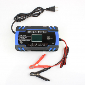 FOXSUR™ 12/24V 8A/4A Touch Screen Pulse Repair LCD Battery Charger Blue For Car Motorcycle Lead Acid Battery Agm Gel Wet