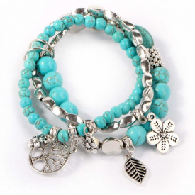 Sweet Bohemian Blue Turquoise Beaded Multilayer Bracelet