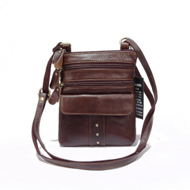 Men Genuine Leather Multi-pocket Crossbody Bag Vintage Bag