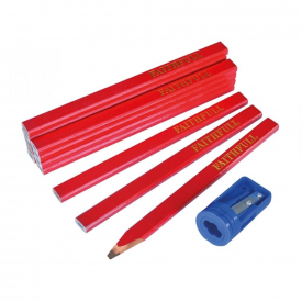 Faithfull FAICPR12S Carpenters Pencils Tube of 12 and Sharpener