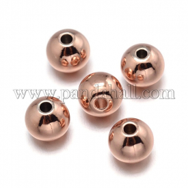 Environmental Brass Beads, Lead Free & Nickel Free & Cadmium Free, Round , Rose Gold, 4mm, Hole: 1.5~2mm