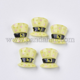 Resin Cabochons, Top Hat, LightKhaki, 16.5x15x8mm