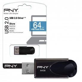 PNY Attache 4 USB 2.0 Flash Drive USB 2.0 Memory Stick with Sliding Cap – 64GB