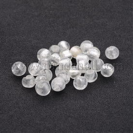 Handmade Silver Foil Glass Beads, Round, Clear, 8mm, Hole: 2mm