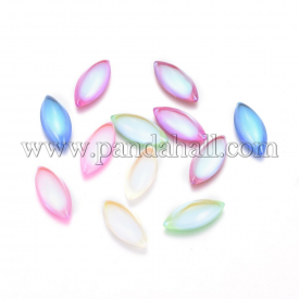 K9 Glass Cabochons, Flat Back, Horse Eye, Mixed Color, 15x7x3mm