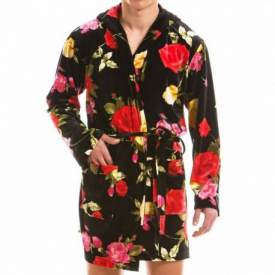 Modus Vivendi Floral Velvet Bathrobe – Black L